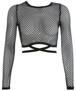 Own Saviour Fishnet Mesh Wrap Crop