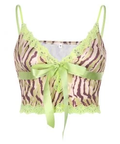 Own Saviour Tees + Tops Animal Lace Cami Crop