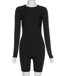 Own Saviour Black Ribbed Playsuit