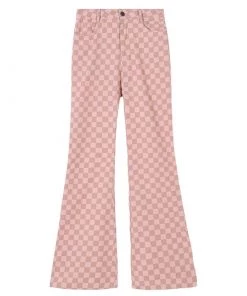 Own Saviour Pink Plaid Flare Pants New In