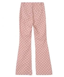Own Saviour Pink Plaid Flare Pants New In