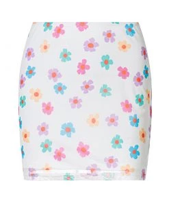 Own Saviour White Floral Mini Skirt