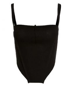 Own Saviour Black Semi Sheer Point Crop Tees + Tops