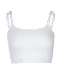 Own Saviour White Chunky Chain Strap Crop
