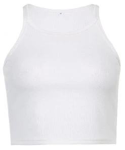 Own Saviour White Rib Tank Crop New In