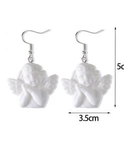 Own Saviour White Cherub Angel Earrings