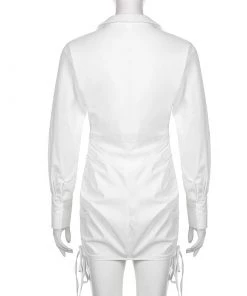 Own Saviour White Ruched Shirt Dress New In