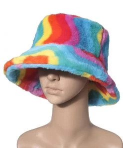 Own Saviour Rainbow Swirl Faux Fur Bucket Hat
