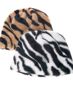 Own Saviour Accessories Zebra Faux Fur Beanie