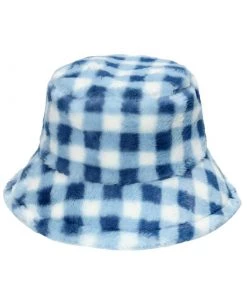 Own Saviour New In Plaid Faux Fur Bucket Hat