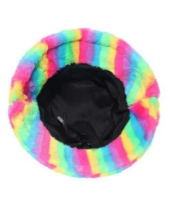 Own Saviour Rainbow Faux Fur Bucket Hat New In