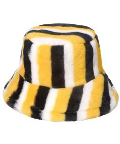 Own Saviour Yellow + Black Faux Fur Bucket Hat New In