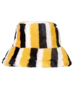 Own Saviour Yellow + Black Faux Fur Bucket Hat New In