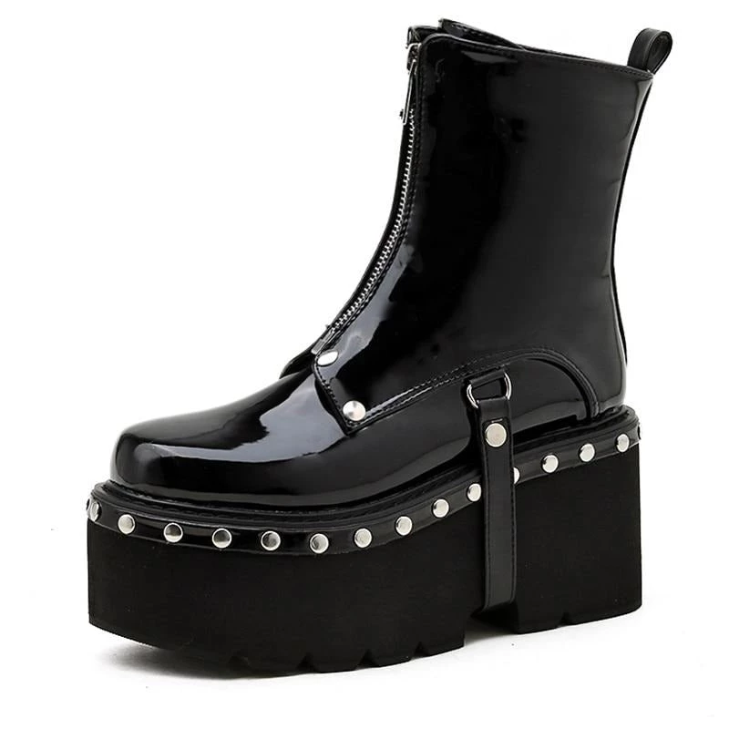 Own Saviour Rivet Strap Platform Patent Boots Shoes 2 Own Saviour Rivet Strap Platform Patent Boots Shoes