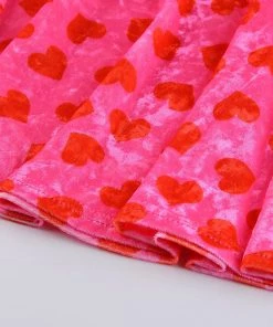 Own Saviour Pink Heart Velvet Mini Skirt