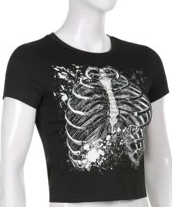 Own Saviour Black Ribcage Crop Tees + Tops