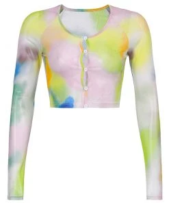 Own Saviour New In Multi Tie Dye Sheer Crop