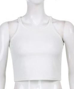 Own Saviour White Rib Tank Crop New In