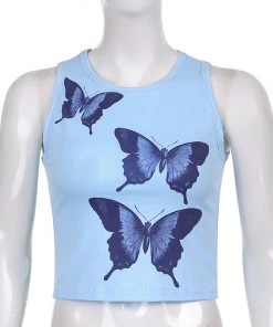 Own Saviour Blue Butterfly Tank Crop New In