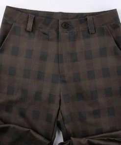 Own Saviour Brown Black Straight Plaid Pants