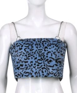 Own Saviour Tees + Tops Leopard Faux Fur Chain Crop