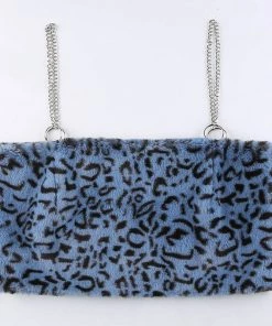 Own Saviour Tees + Tops Leopard Faux Fur Chain Crop