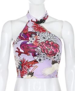 Own Saviour Tees + Tops Black Asymmetrical Dragon Halter