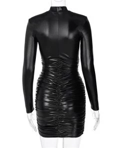 Own Saviour Black Faux Leather Mini Dress New In