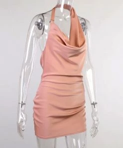 Own Saviour Pink Silk Cowl Mini Dress New In