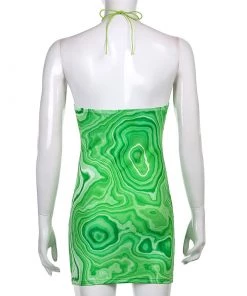 Own Saviour Green Marble Swirl Mini Dress New In