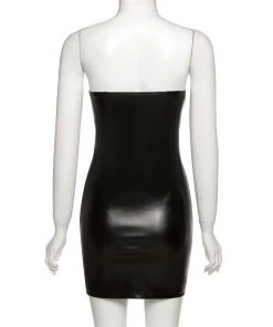 Own Saviour Dresses + Sets BLK Faux Leather Strapless Mini Dress