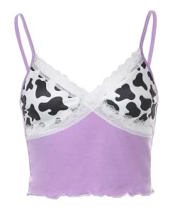 Own Saviour Cow Frill Cami Crop Tees + Tops