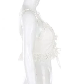 Own Saviour Tees + Tops White Frill Bow Crop