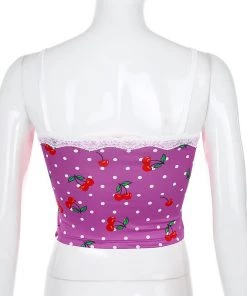 Own Saviour Green/Pink/Purple Cherry Pop Cami Crop Tees + Tops