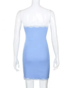 Own Saviour Lace Trim Blue Dress