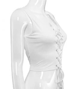 Own Saviour Tees + Tops Lace Up Ribbed Vest