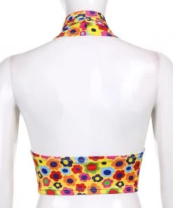 Own Saviour Rainbow Floral Halter Crop New In