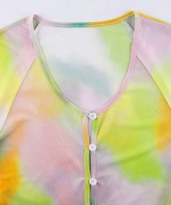 Own Saviour New In Multi Tie Dye Sheer Crop