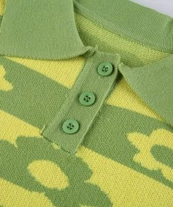 Own Saviour Green Flower Power Knit Crop Tees + Tops