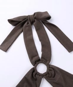 Own Saviour Brown Halter Ring Crop New In