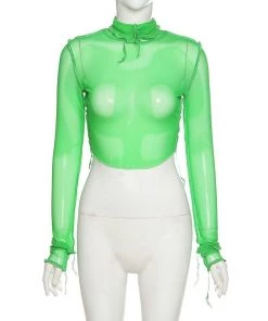 Own Saviour Sheer Turtleneck Contrast Crop