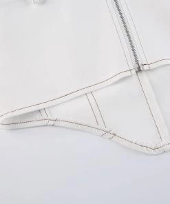 Own Saviour White Denim Bandeau Crop