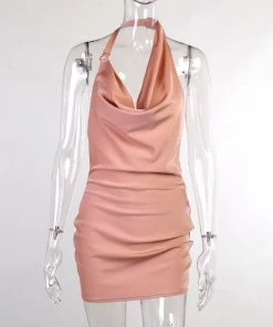 Own Saviour Pink Silk Cowl Mini Dress New In