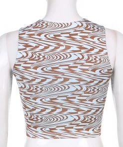 Own Saviour New In Brown Swirl Checkerboard Crop