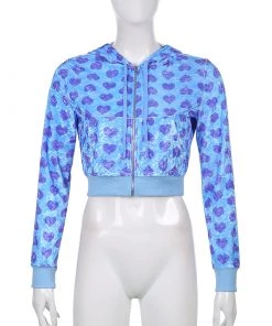 Own Saviour New In Blue Heart Velvet Hoodie