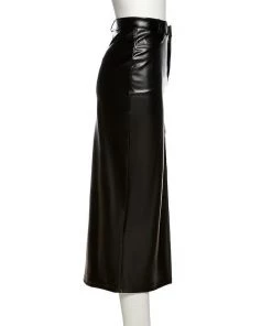 Own Saviour Burgundy/Black Faux Leather Maxi Skirt