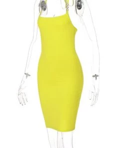 Own Saviour Yellow Chain Halter Mini Dress New In