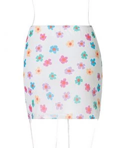 Own Saviour White Floral Mini Skirt