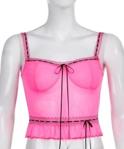 Own Saviour Tees + Tops Neon Pink Ruffle Cami