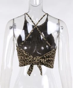 Own Saviour Tees + Tops Backless Leopard Tank Crop